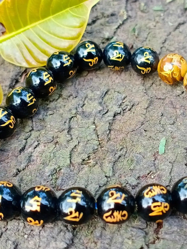 Om Mani Padme Hum Black Tourmaline Bracelet | Brahmatells by Brahmatells