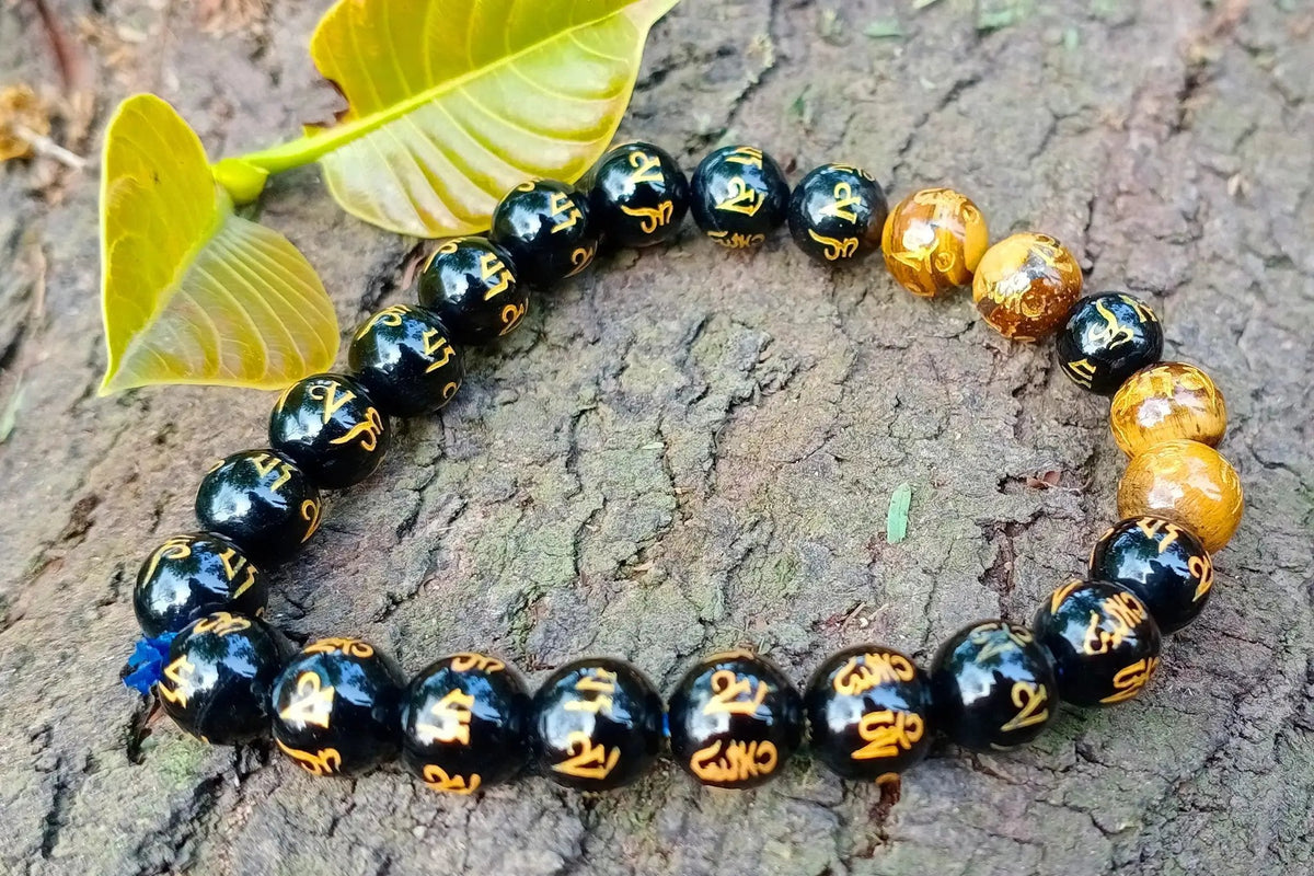 Om Mani Padme Hum Black Tourmaline Bracelet | Brahmatells by Brahmatells