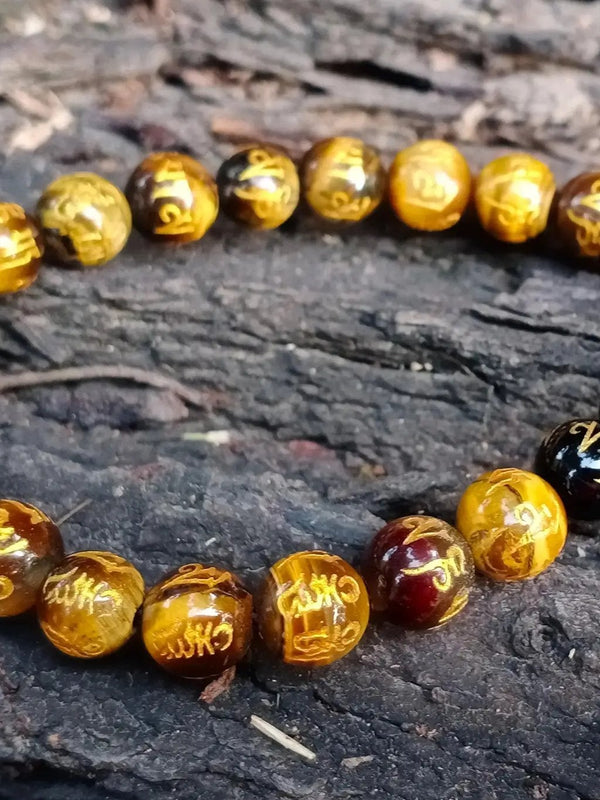 Om Mani Padme Hum Tiger Eye Bracelet – Strength & Protection by Brahmatells