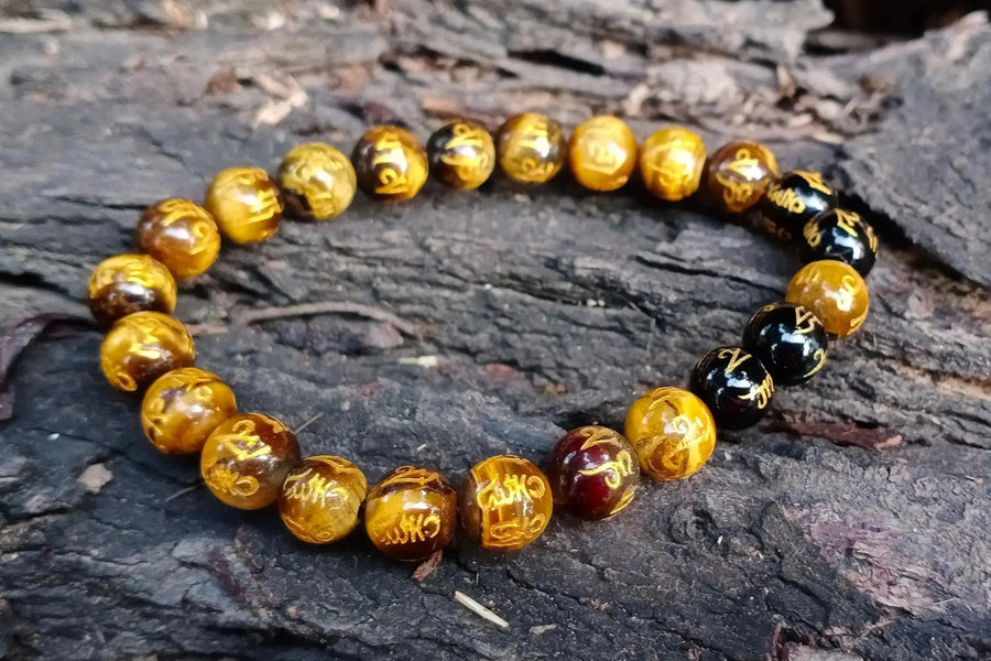 Om Mani Padme Hum Tiger Eye Bracelet – Strength & Protection by Brahmatells