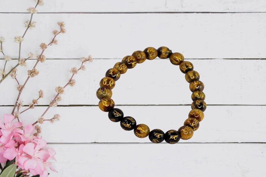 Om Mani Padme Hum Tiger Eye Bracelet – Strength & Protection by Brahmatells