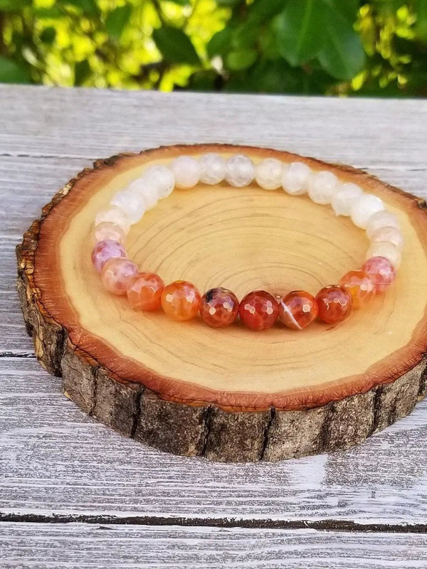 Ombre Fire Agate Bracelet – Faceted Gemstone for Balance by Brahmatells