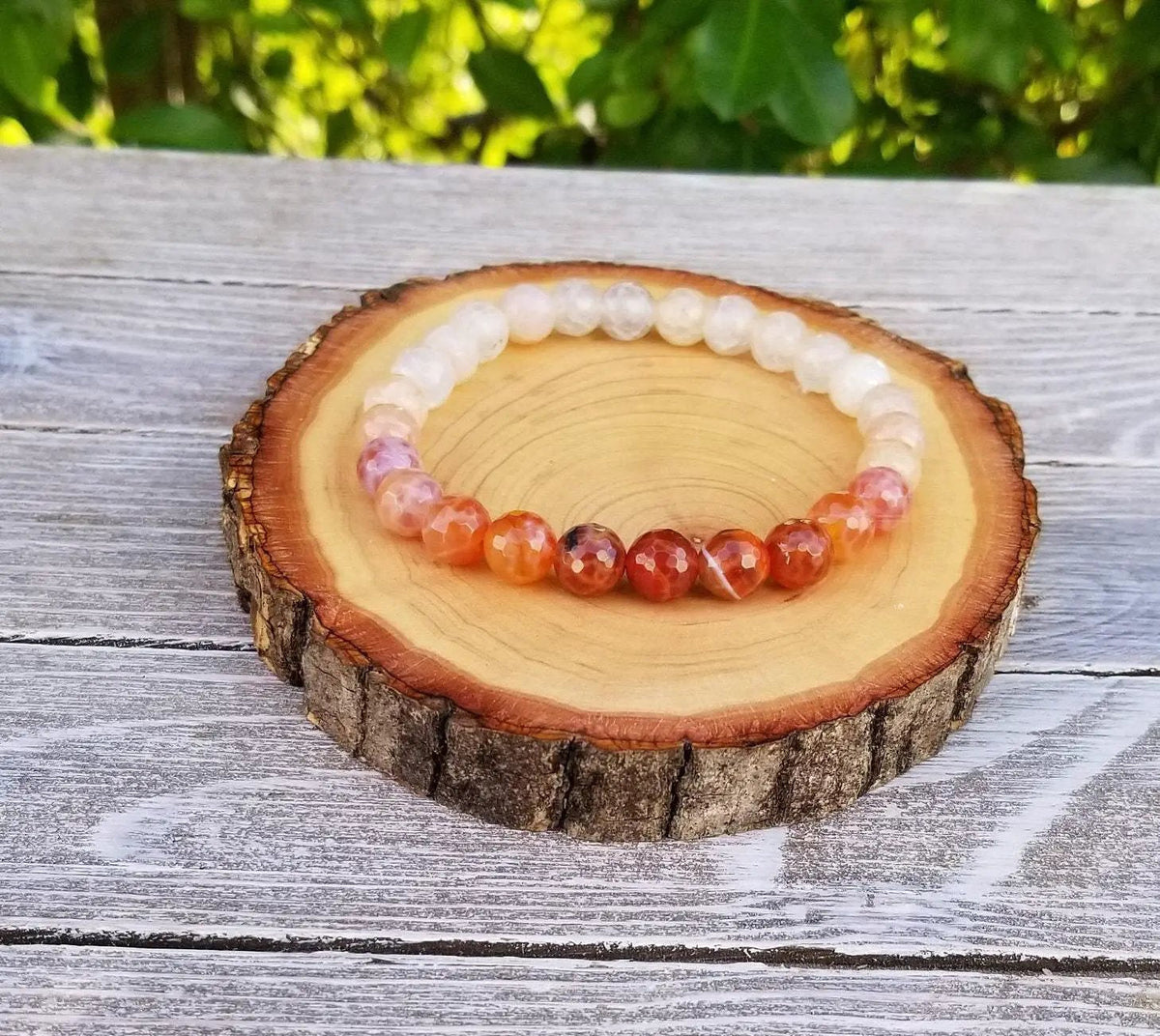 Ombre Fire Agate Bracelet – Faceted Gemstone for Balance by Brahmatells