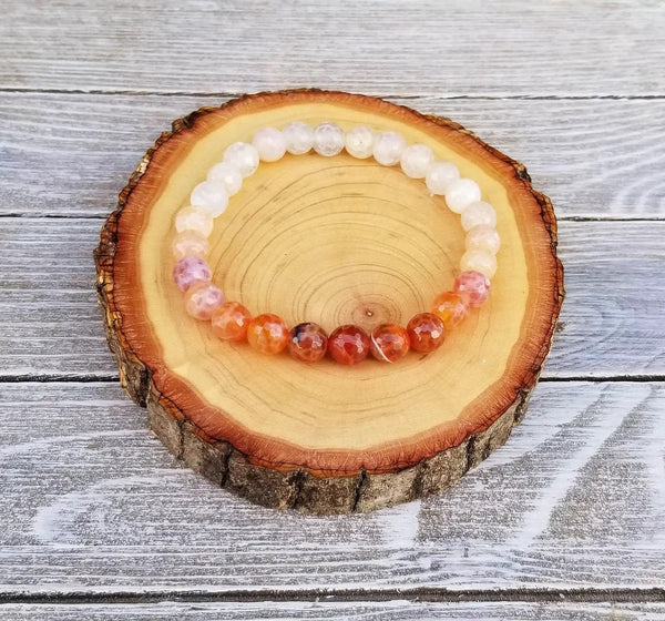 Ombre Fire Agate Bracelet – Faceted Gemstone for Balance by Brahmatells