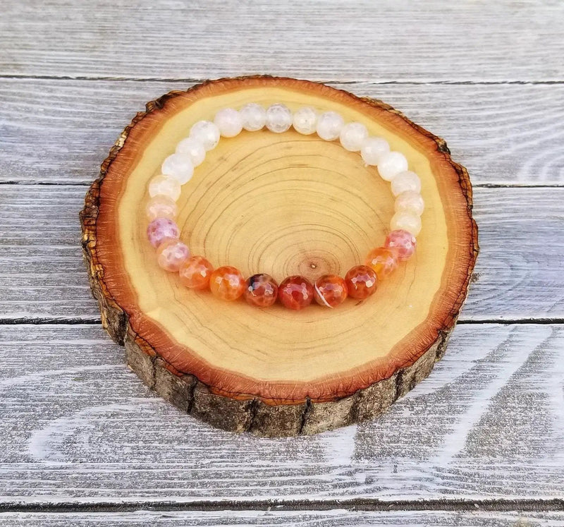 Ombre Fire Agate Bracelet – Faceted Gemstone for Balance by Brahmatells