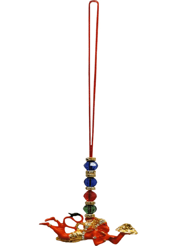 Orange Flying Parvat Hanuman Door Hanging by Brahmatells