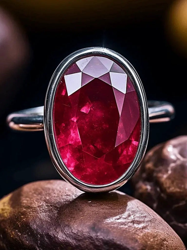 Oval Currant-Red Ruby Manak Ring - Brahmatells Astro Collection by Brahmatells
