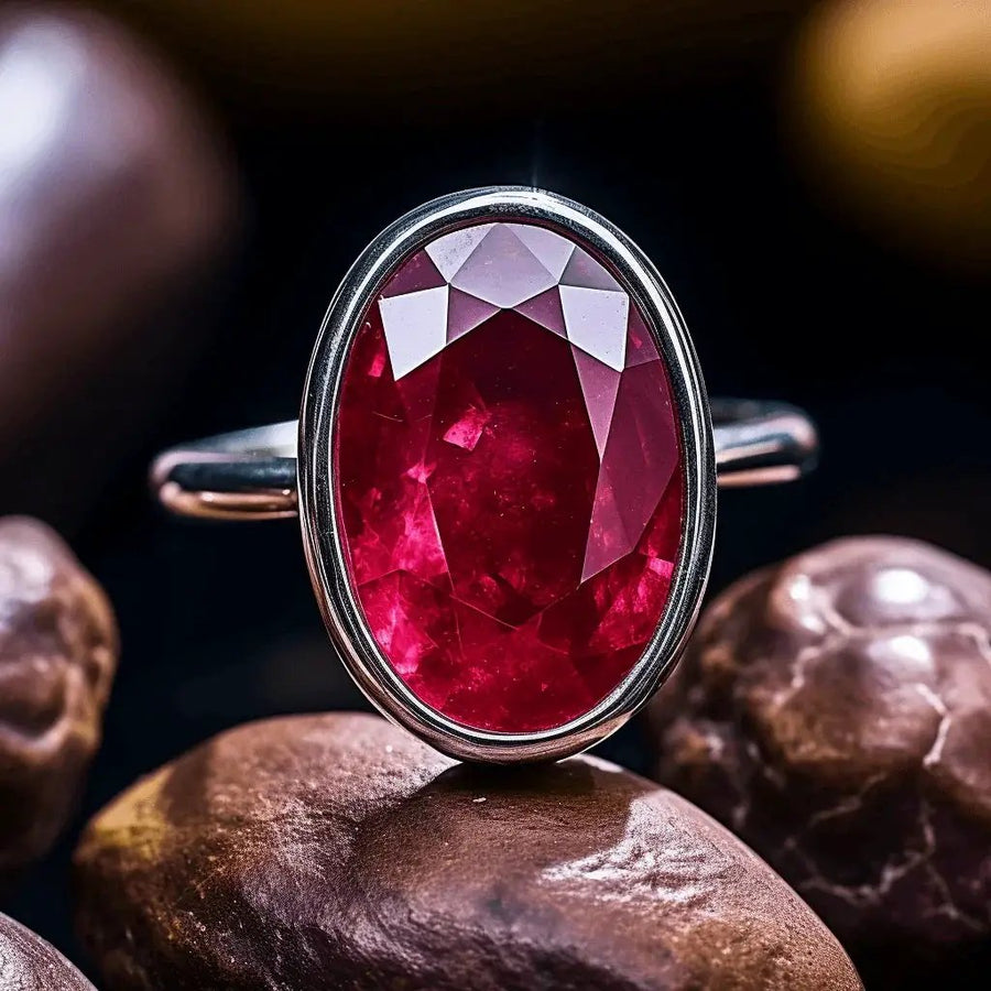 Oval Currant-Red Ruby Manak Ring - Brahmatells Astro Collection by Brahmatells