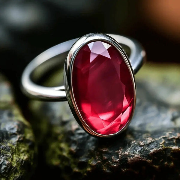 Oval Currant-Red Ruby Manak Ring - Brahmatells Astro Collection by Brahmatells