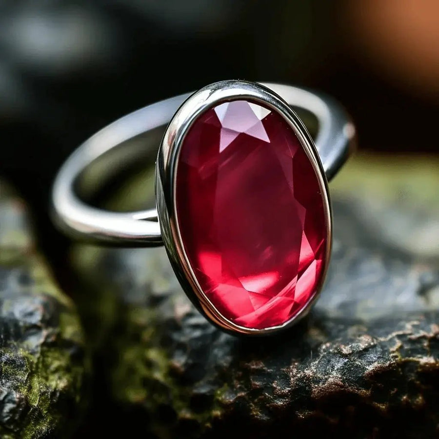 Oval Currant-Red Ruby Manak Ring - Brahmatells Astro Collection by Brahmatells