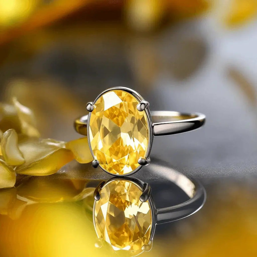 Oval Golden Yellow Sapphire (Pukhraj) Ring - Jupiter's Blessing | Brahmatells by Brahmatells