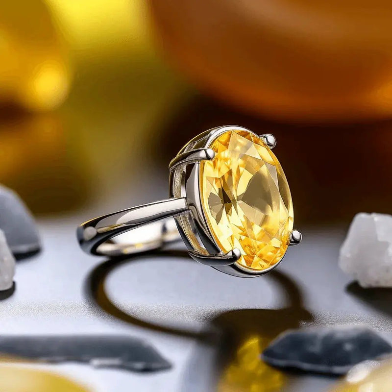 Oval Golden Yellow Sapphire (Pukhraj) Ring - Jupiter's Blessing | Brahmatells by Brahmatells