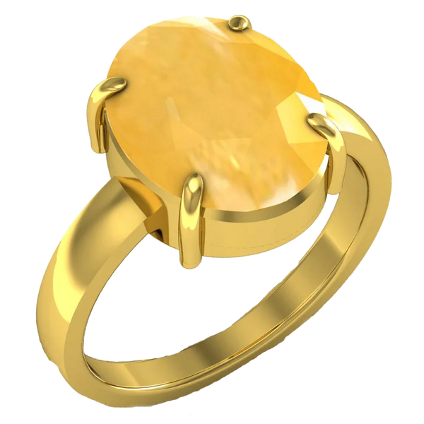 Oval Golden Yellow Sapphire (Pukhraj) Ring - Jupiter's Blessing | Brahmatells by Brahmatells