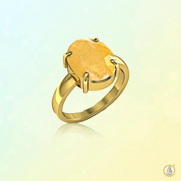 Oval Golden Yellow Sapphire (Pukhraj) Ring - Jupiter's Blessing | Brahmatells by Brahmatells