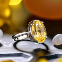 Oval Golden Yellow Sapphire (Pukhraj) Ring - Jupiter's Blessing | Brahmatells by Brahmatells