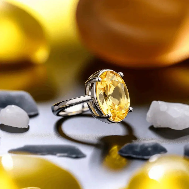 Oval Golden Yellow Sapphire (Pukhraj/Pitambari) Ring - Jupiter's Blessing | Brahmatells by Brahmatells