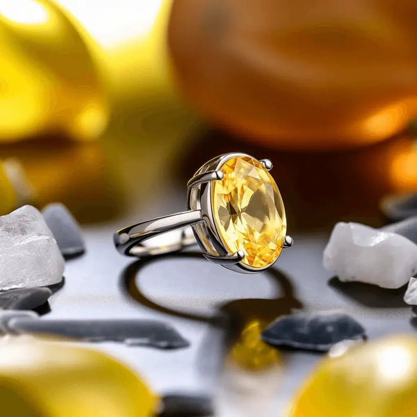 Oval Golden Yellow Sapphire (Pukhraj/Pitambari) Ring - Jupiter's Blessing | Brahmatells by Brahmatells