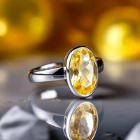 Oval Golden Yellow Sapphire Ring - Jupiter's Elegance | Brahmatells by Brahmatells