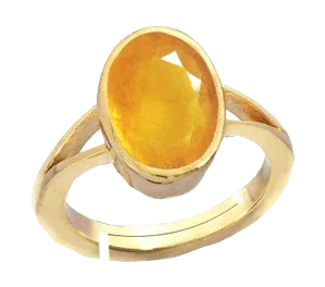 Oval Golden Yellow Sapphire Ring - Jupiter's Elegance | Brahmatells by Brahmatells