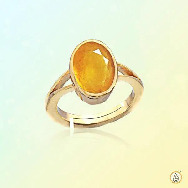 Oval Golden Yellow Sapphire Ring - Jupiter's Elegance | Brahmatells by Brahmatells