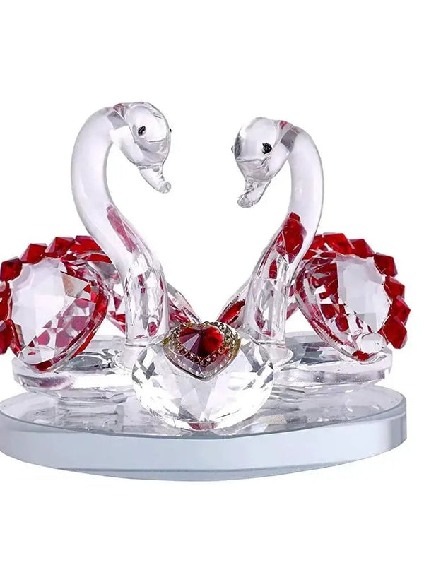 Pair of Crystal Mandarin Ducks for Togetherness, Eternal Love and Faith in Relationship. Handcrafted Crystal Glass Figurine for Vastu Remedy, Office and Home Decor. by Brahmatells