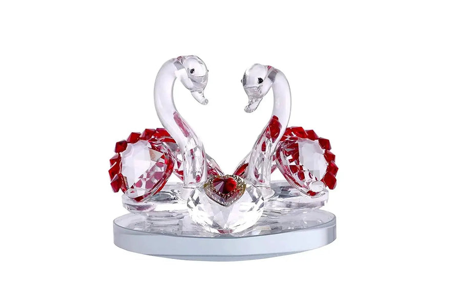 Pair of Crystal Mandarin Ducks for Togetherness, Eternal Love and Faith in Relationship. Handcrafted Crystal Glass Figurine for Vastu Remedy, Office and Home Decor. by Brahmatells