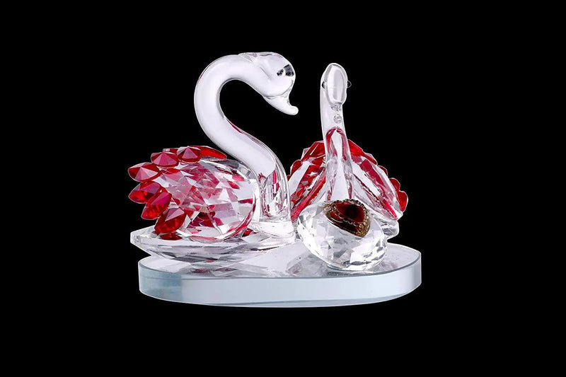 Pair of Crystal Mandarin Ducks for Togetherness, Eternal Love and Faith in Relationship. Handcrafted Crystal Glass Figurine for Vastu Remedy, Office and Home Decor. by Brahmatells