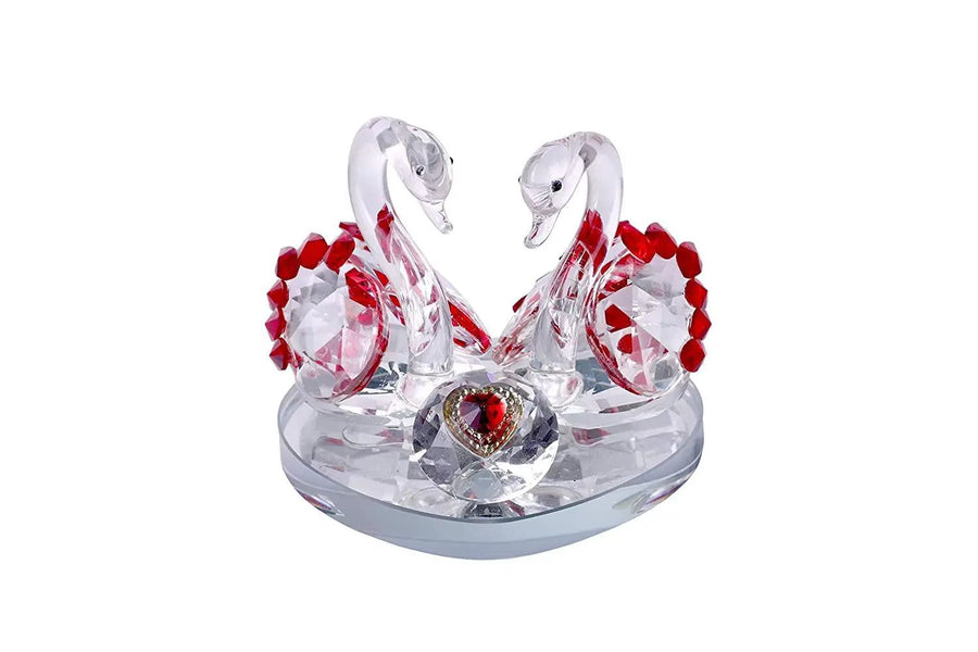 Pair of Crystal Mandarin Ducks for Togetherness, Eternal Love and Faith in Relationship. Handcrafted Crystal Glass Figurine for Vastu Remedy, Office and Home Decor. by Brahmatells