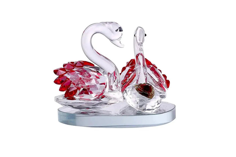 Pair of Crystal Mandarin Ducks for Togetherness, Eternal Love and Faith in Relationship. Handcrafted Crystal Glass Figurine for Vastu Remedy, Office and Home Decor. by Brahmatells