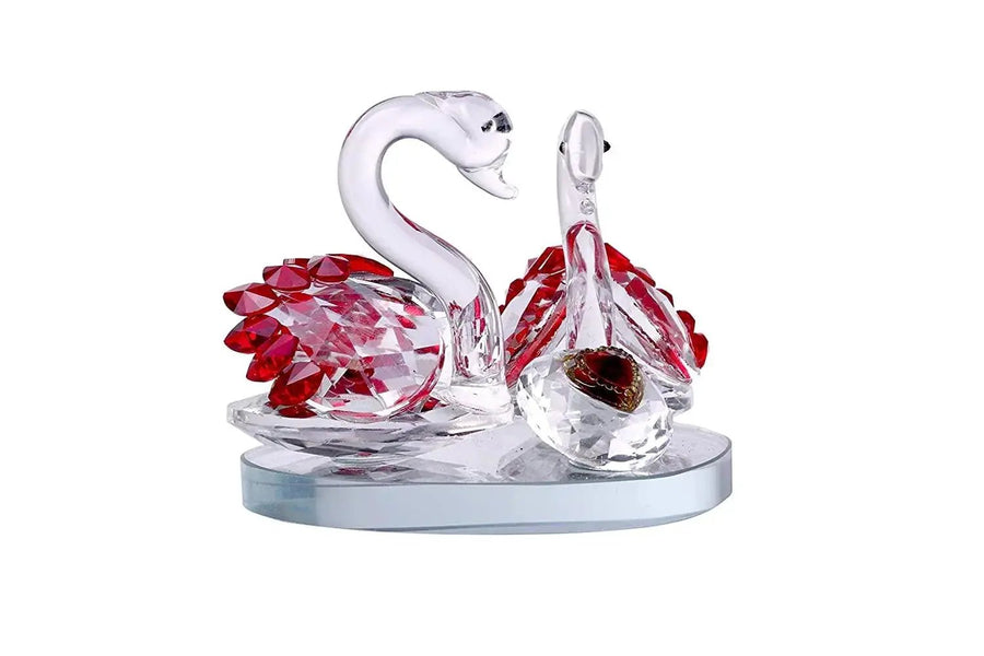 Pair of Crystal Mandarin Ducks for Togetherness, Eternal Love and Faith in Relationship. Handcrafted Crystal Glass Figurine for Vastu Remedy, Office and Home Decor. by Brahmatells