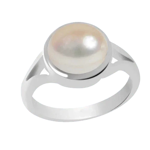Pearl cream rose-light-ring silver BTP114RSM by Brahmatells