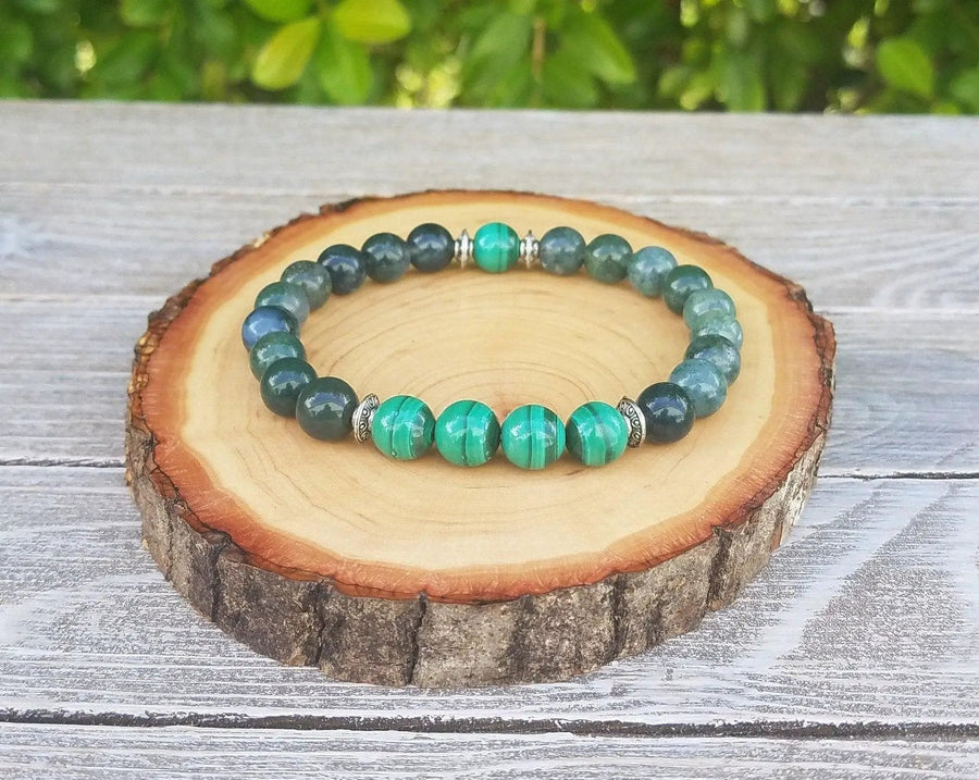 Personal Growth Bracelet - Malachite & Moss Agate | Brahmatells by Brahmatells