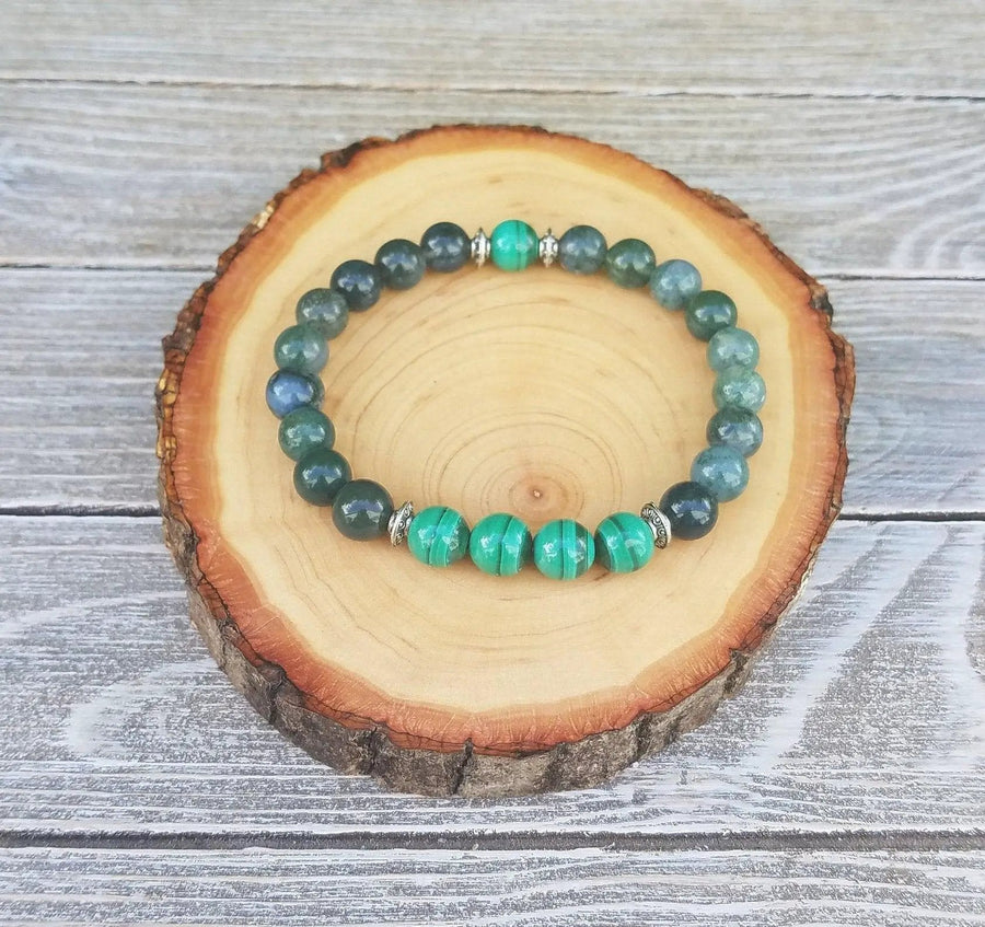 Personal Growth Bracelet - Malachite & Moss Agate | Brahmatells by Brahmatells