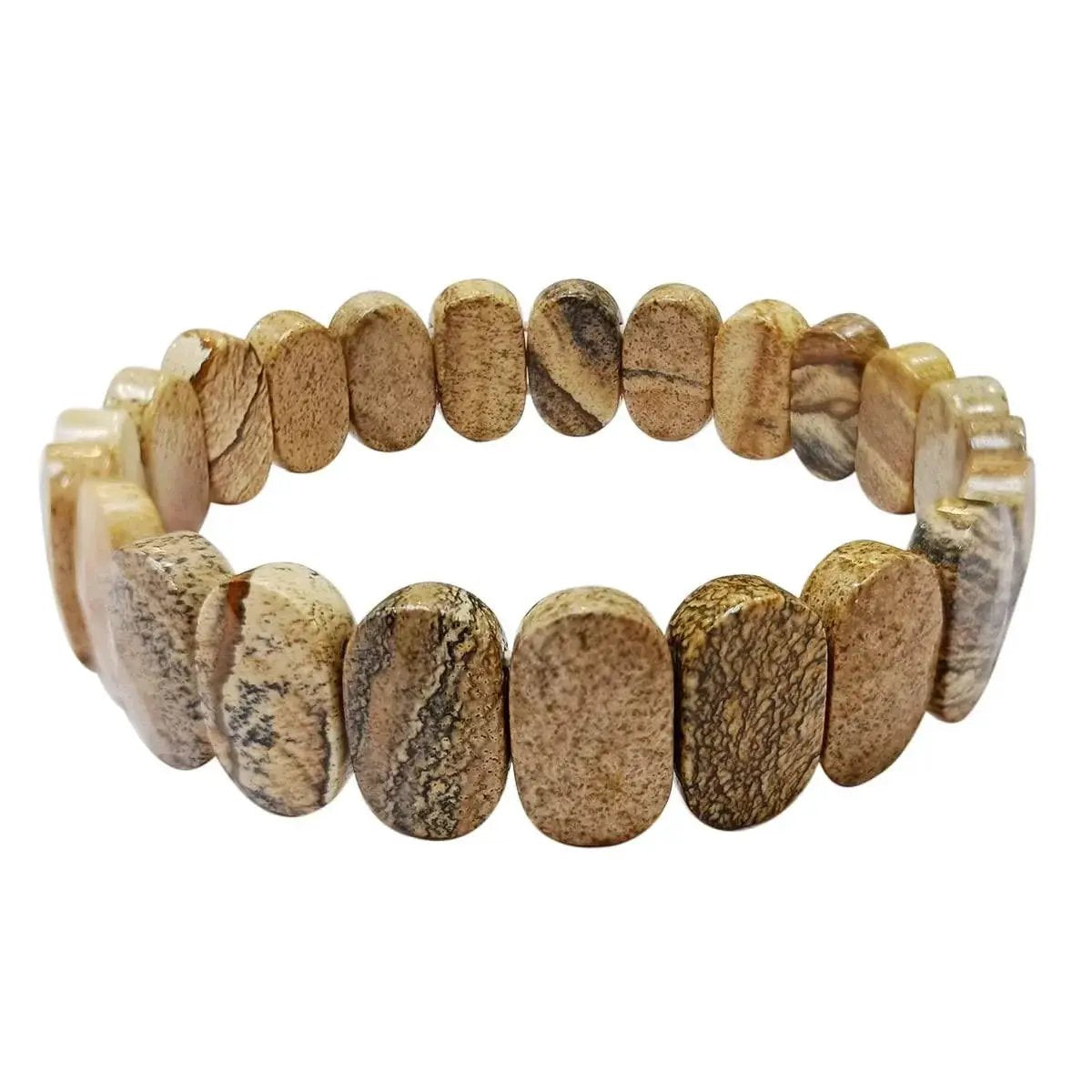 Picture Jasper Oval Faceted Bracelet – Unisex Natural Stone by Brahmatells
