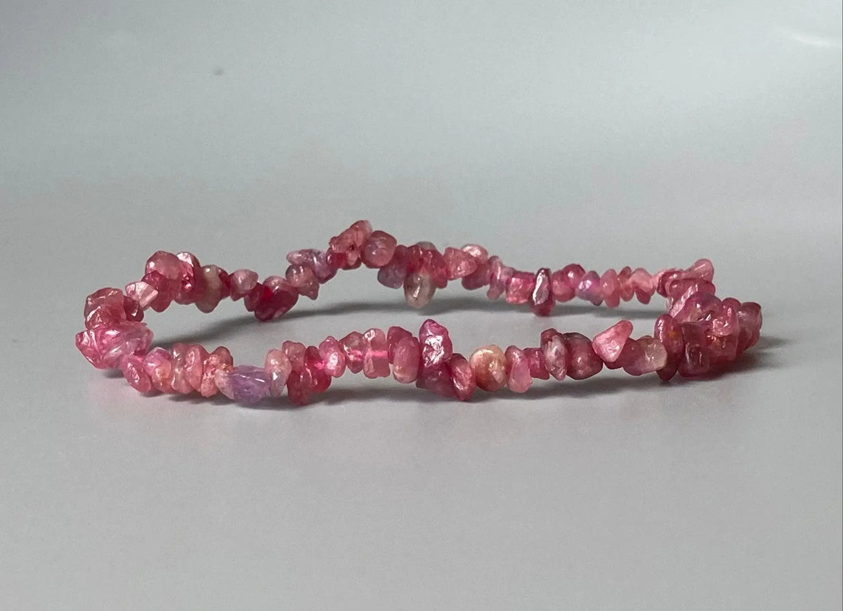 Pink Tourmaline Chip Bracelet – Heart Chakra Gemstone by Brahmatells
