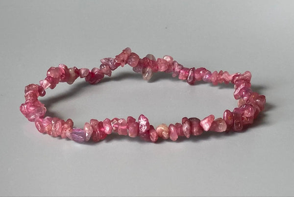 Pink Tourmaline Chip Bracelet – Heart Chakra Gemstone by Brahmatells