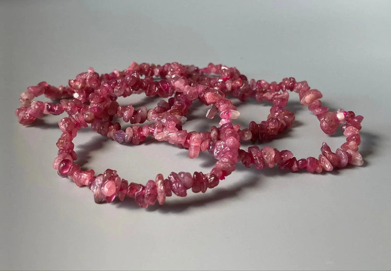 Pink Tourmaline Chip Bracelet – Heart Chakra Gemstone by Brahmatells