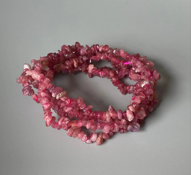 Pink Tourmaline Chip Bracelet – Heart Chakra Gemstone by Brahmatells