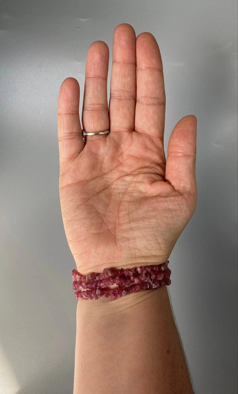 Pink Tourmaline Chip Bracelet – Heart Chakra Gemstone by Brahmatells