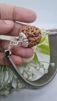 5 Mukhi Rudraksha Bracelet with Silver Pendant - Spiritual Elegance | Brahmatells