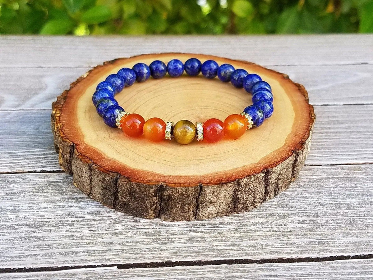 Prosperity & Good Fortune Bracelet: Lapis Lazuli, Carnelian, Tiger's Eye | Brahmatells by Brahmatells