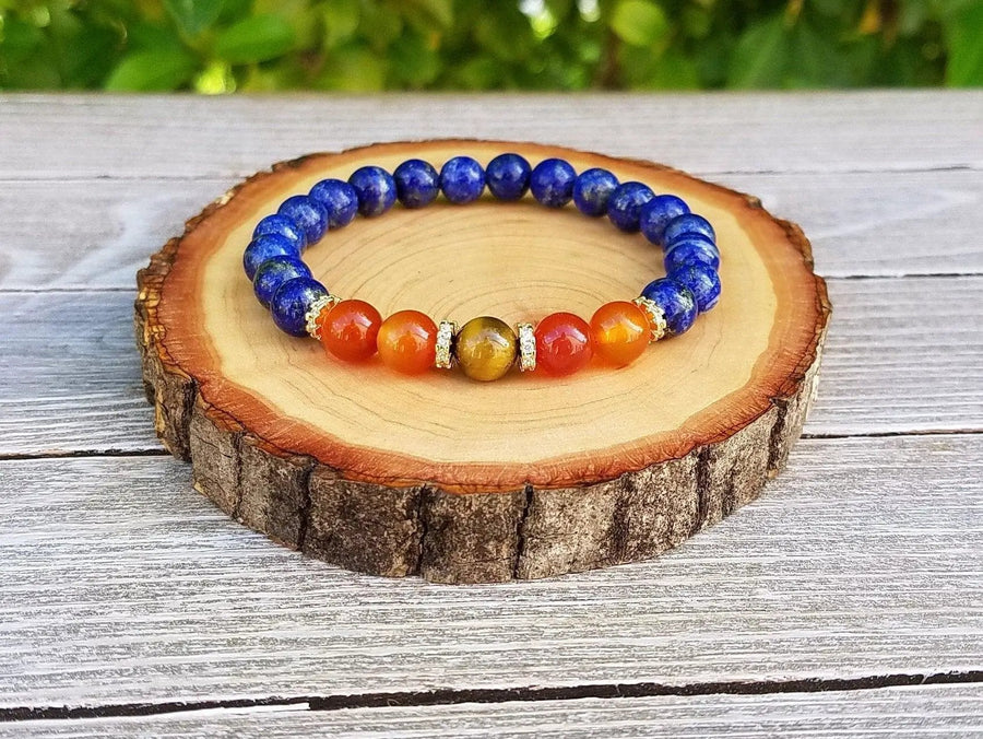 Prosperity & Good Fortune Bracelet: Lapis Lazuli, Carnelian, Tiger's Eye | Brahmatells by Brahmatells