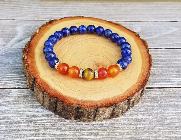 Prosperity & Good Fortune Bracelet: Lapis Lazuli, Carnelian, Tiger's Eye | Brahmatells by Brahmatells