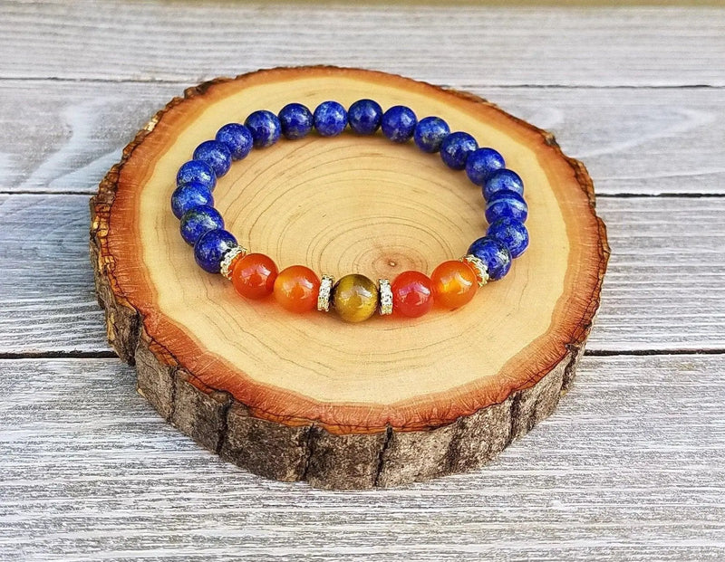Prosperity & Good Fortune Bracelet: Lapis Lazuli, Carnelian, Tiger's Eye | Brahmatells by Brahmatells