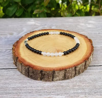 Protection Anklet – Selenite & Black Tourmaline, Sterling Silver by Brahmatells