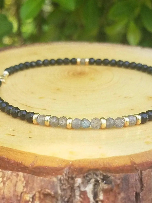 Protection Anklet | Labradorite & Black Onyx | Aura Shield by Brahmatells