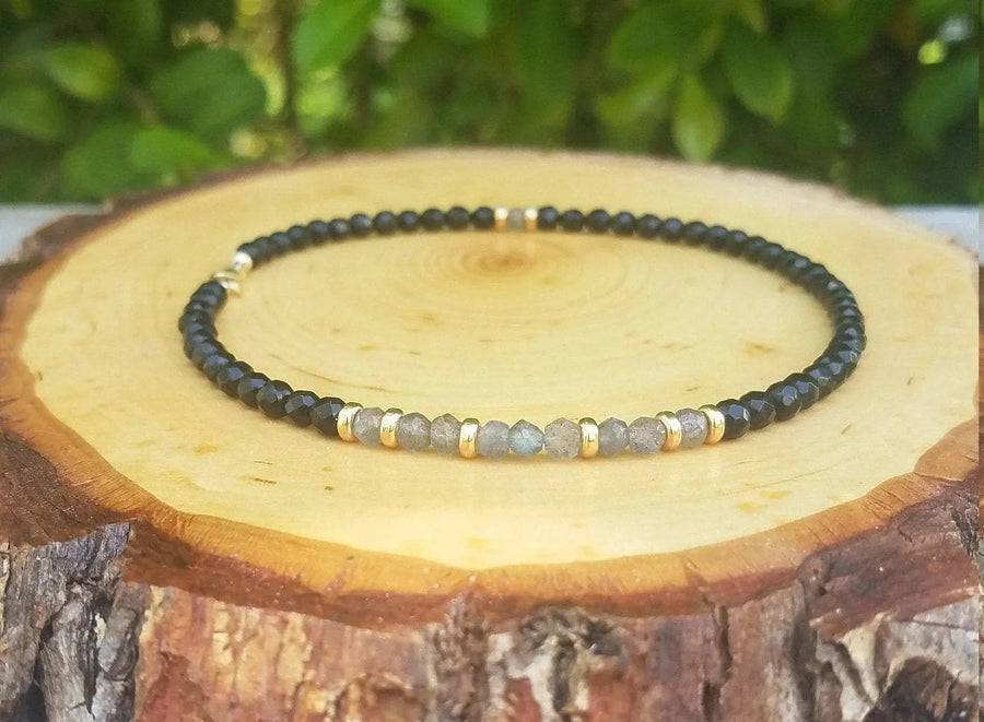 Protection Anklet | Labradorite & Black Onyx | Aura Shield by Brahmatells