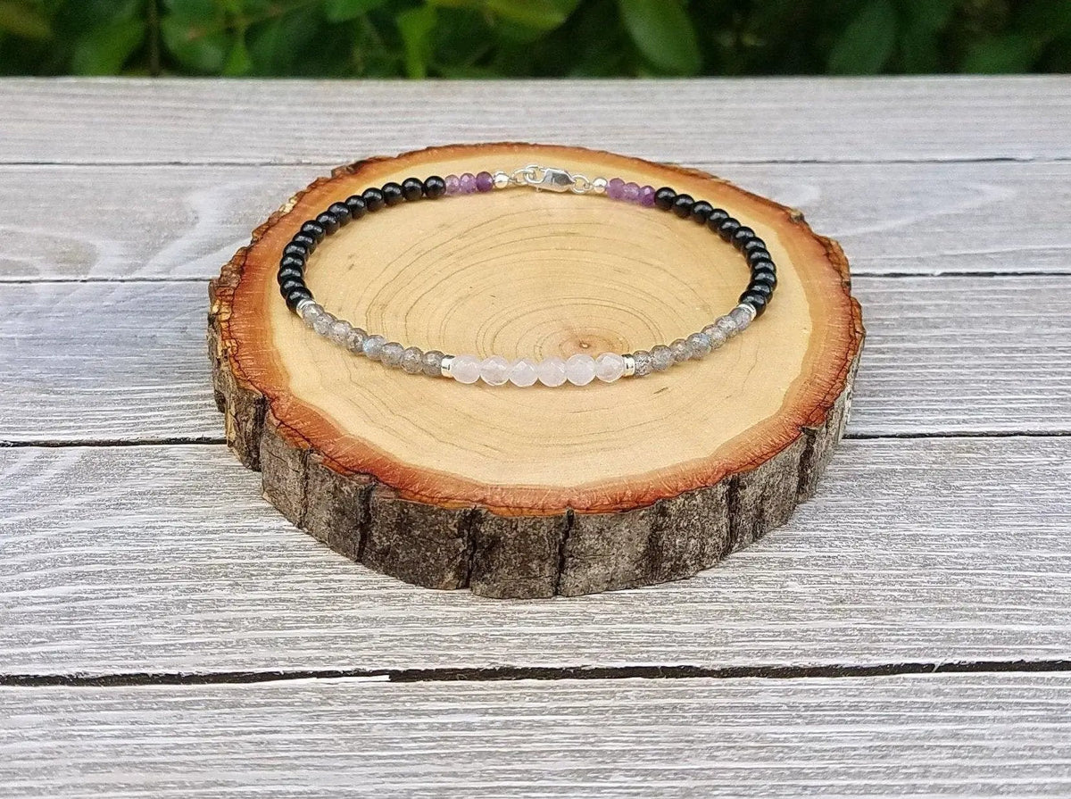 Protection Bracelet – Labradorite, Amethyst & Rose Quartz by Brahmatells