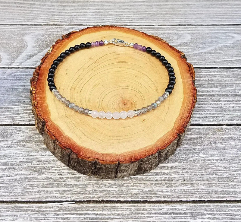 Protection Bracelet – Labradorite, Amethyst & Rose Quartz by Brahmatells