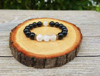 Selenite & Black Tourmaline Protection Bracelet | Aura Shield by Brahmatells